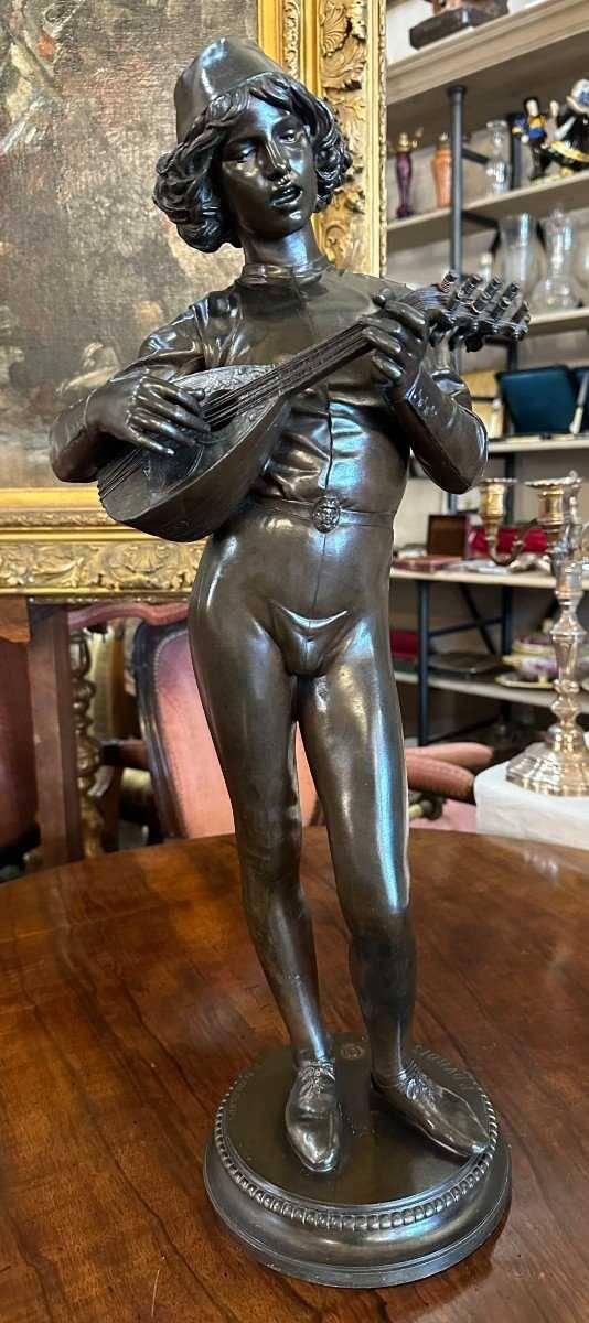 Bronze Le chanteur florentin par Dubois 1865 Barbedienne fondeur 62 cm