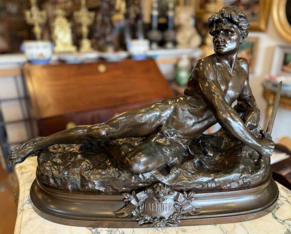Très important bronze l'Alerte par Bonduel 1889 80 cm