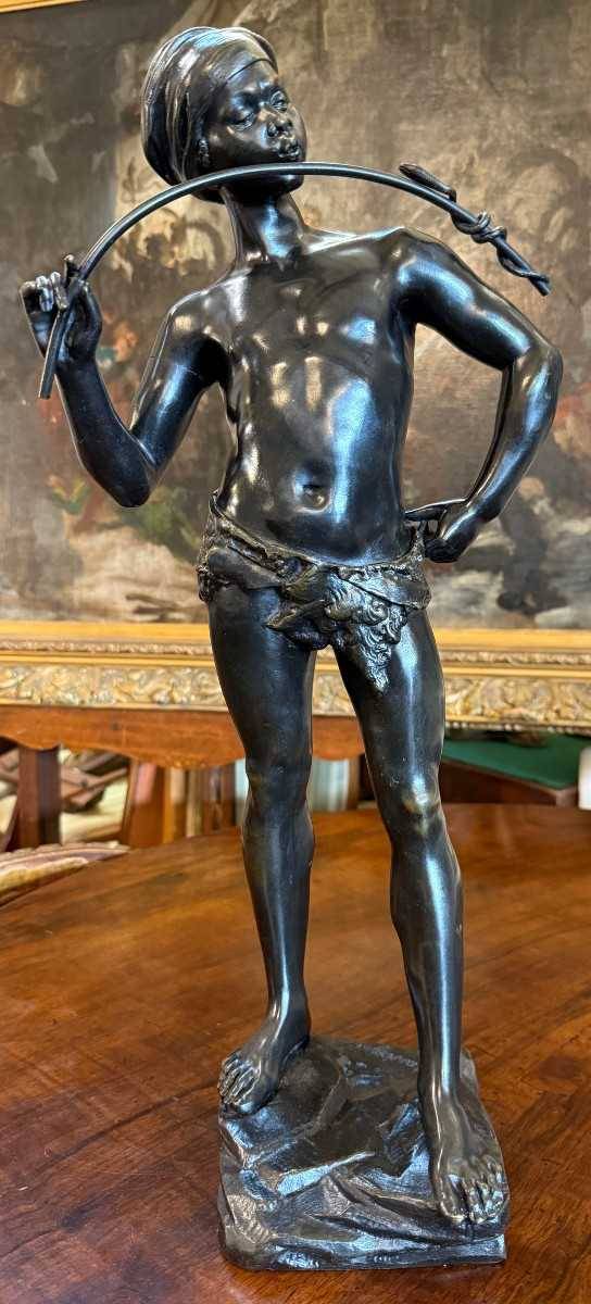 Bronze orientaliste Le charmeur de serpent par Lavergne fin XIXème