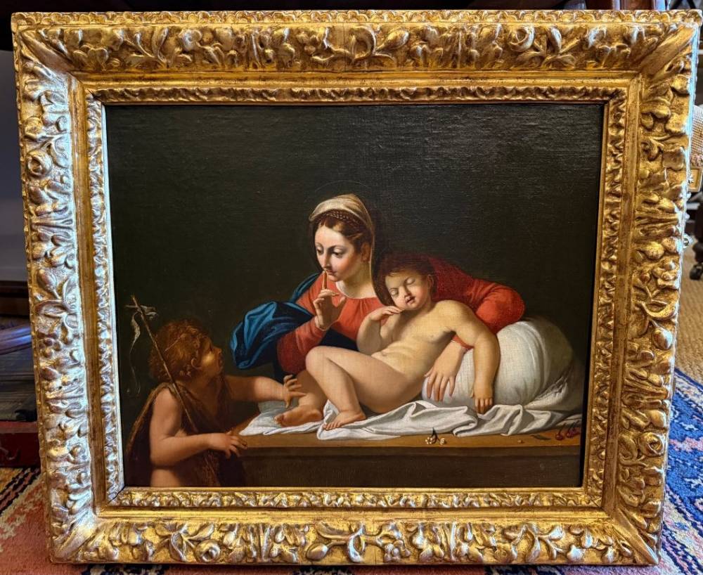 Tableau école française du XIXème La Vierge au silence  d'après le Carrache.jpg