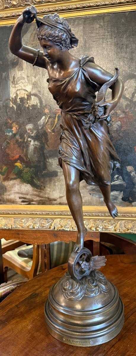 Importante sculpture bronze femme La Fortune par Ernest RANCOULET 81 cm XIXème.