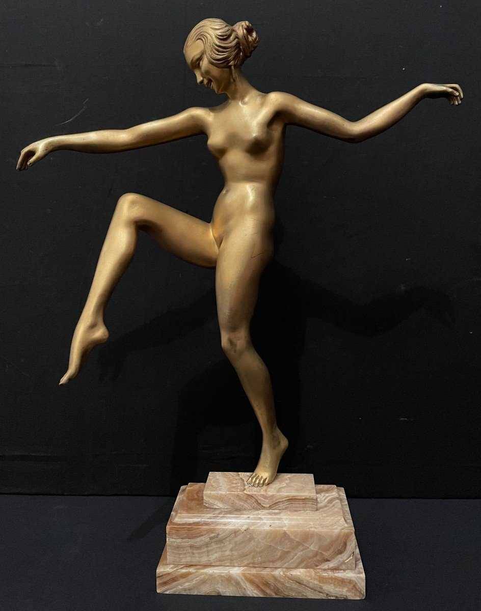 Danseuse Nue En Bronze Doré Art Déco Par Le Faguays